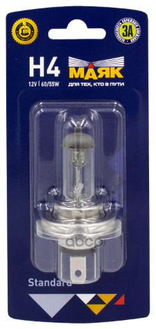 Лампа галогеновая H4 P43t 12V цена за шт. Маяк арт. 52420BL