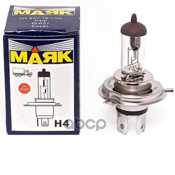 Лампа галогеновая головного света H4 P43t 12V цена за шт Маяк арт. 52420