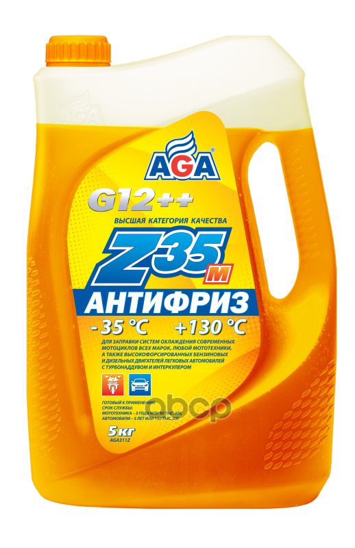 Антифриз  готовый к применению  оранжевый  -35С  5 кг  G-12++ AGA ANTIFREEZE AGA-Z35M  PREMIX AGA арт. aga311z