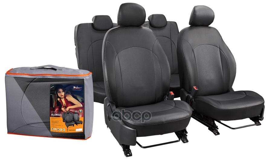 Чехлы Для Volkswagen Polo Седан (10-14 Г.)(16-), Alonso, 13 Пред., Задн.спин. 1/3, Экокожа Перф., Черн. AIRLINE арт. ACCSA20