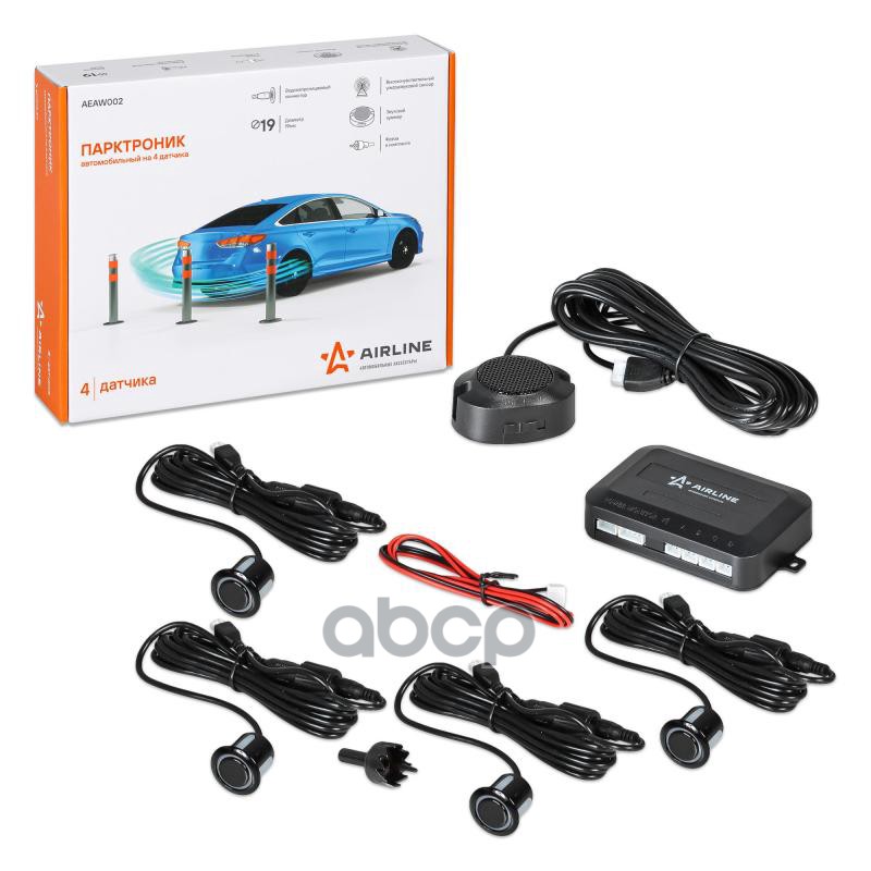 Парктроник на 4 датчика (черные), звуковой зуммер (AEAW002) AIRLINE арт. AEAW002