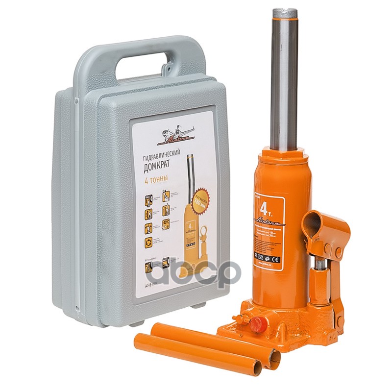 Домкрат бутылочный 4т 195-380мм  кейс (AJ-B-04K) AIRLINE арт. aj-b-04k