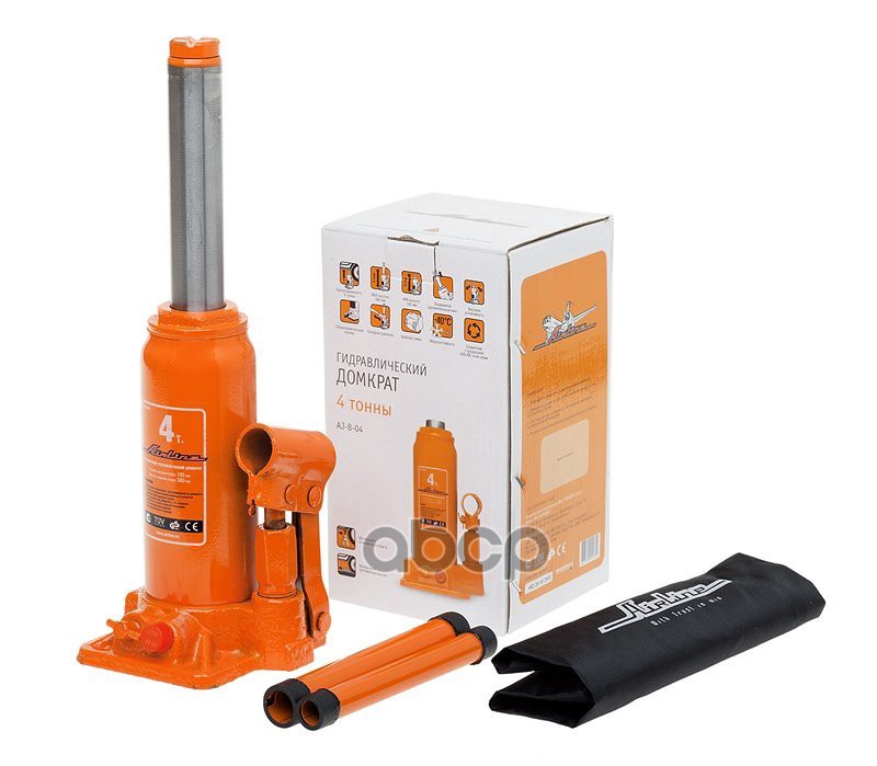 Домкрат бутылочный 4т в сумке (MIN - 195мм, MAX - 380мм) AIRLINE арт. AJB04