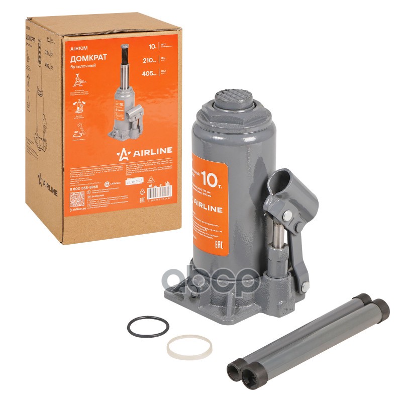Домкрат бутылочный 10т (MIN - 210мм, MAX - 405мм) (AJB10M) AIRLINE арт. AJB10M