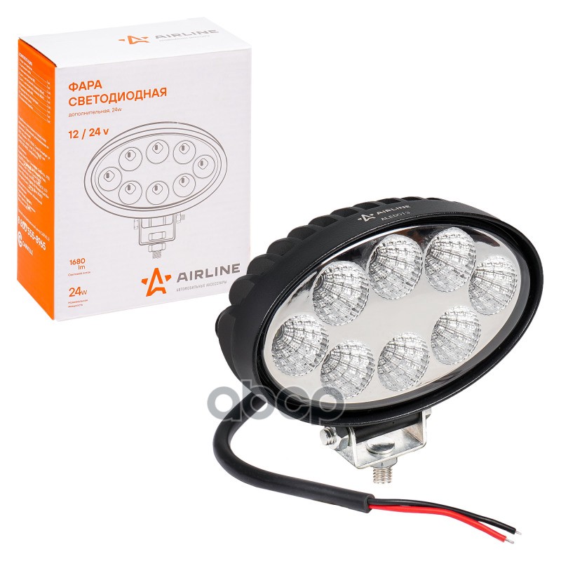 Фара светодиодная овальная 8LED  рассеянный свет  24Вт  140х86х55мм  12/24В (ALED013) AIRLINE арт. aled013