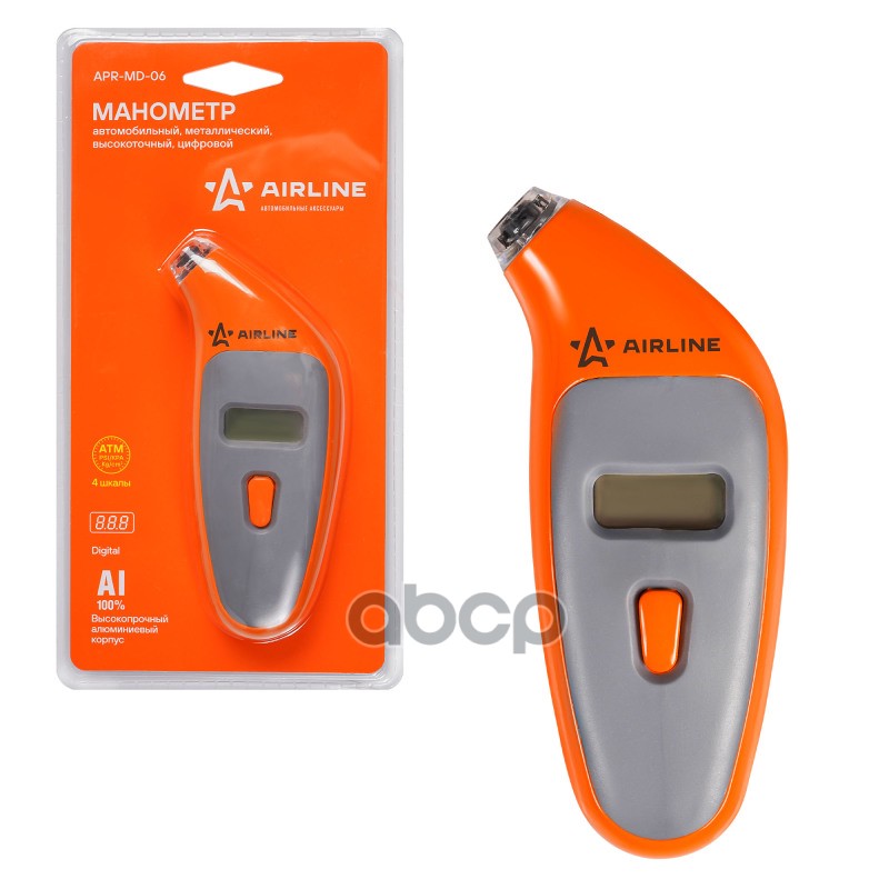 Манометр цифровой металлический с подсветкой 7АТМ APR-MD-06 AIRLINE арт. APR-MD-06