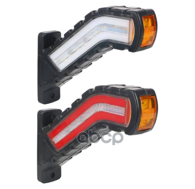 Фонарь (рог) габарит. светодиод. PRO, 12/24В, прямоуг., кр.+бел.+оранж., повт.поворота, кмп 2шт (ASM AIRLINE арт. ASML012