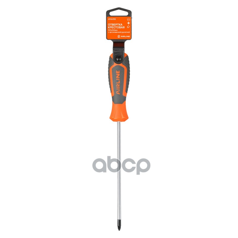 Отвертка крестовая PZ1x150мм с эргономичной рукояткой магнитная, пласт.подвес AIRLINE арт. ATAV515