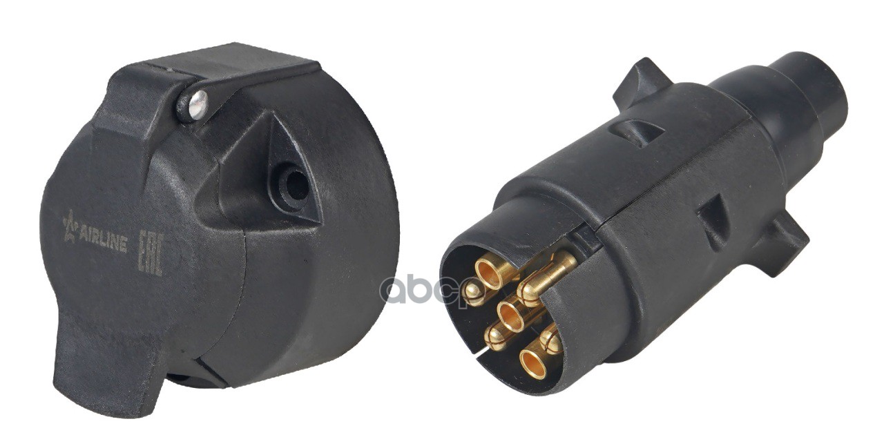 Розетка и вилка фаркопа 12В 7 контактов пластик комплект (вилка с сальником) (ATE-50) AIRLINE арт. ATE50
