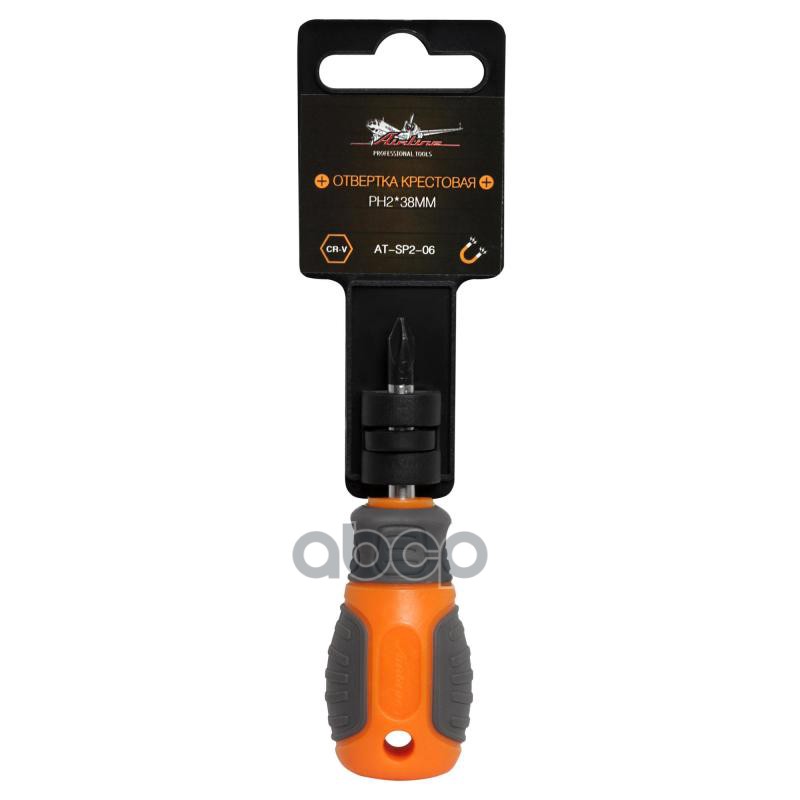 Отвертка крестовая с эргономичной рукояткой магнитная PH2*38мм (AT-SP2-06) AIRLINE арт. ATSP206