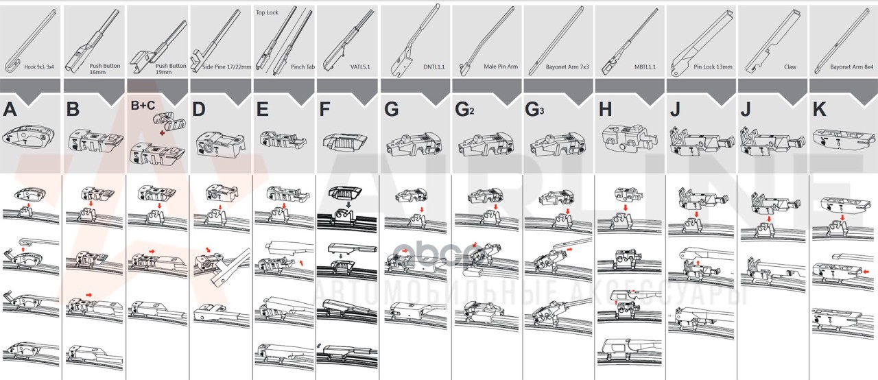 Щетка стеклоочистителя бескаркасная 530мм (21") AWB-BK-530 AIRLINE арт. AWB-BK-530