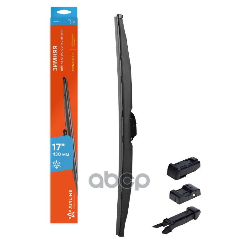 Щетка Стеклоочистителя 430 Мм (17) Зимняя, 4 Адаптера AIRLINE арт. AWBW430