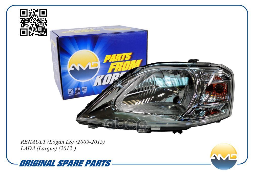 Фара передняя левая RENAULT Logan LS, 2009-2015, LADA Largus, 2012- AMDLP287 AMD арт. AMDLP287
