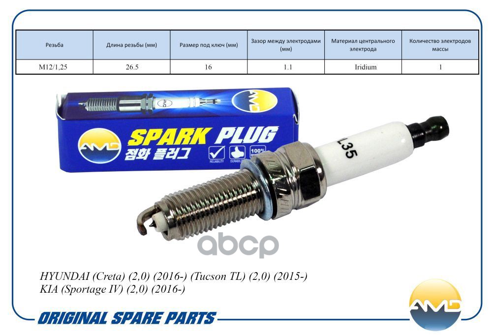 Свеча зажигания 18846-11070/SILZKR7B11/AMD.PL35 (Iridium) AMD AMD арт. AMDPL35