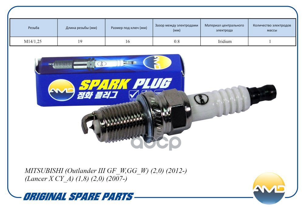 Свеча зажигания MN163807/FR6EI/AMD.PL82 (Iridium) AMD AMD арт. AMDPL82