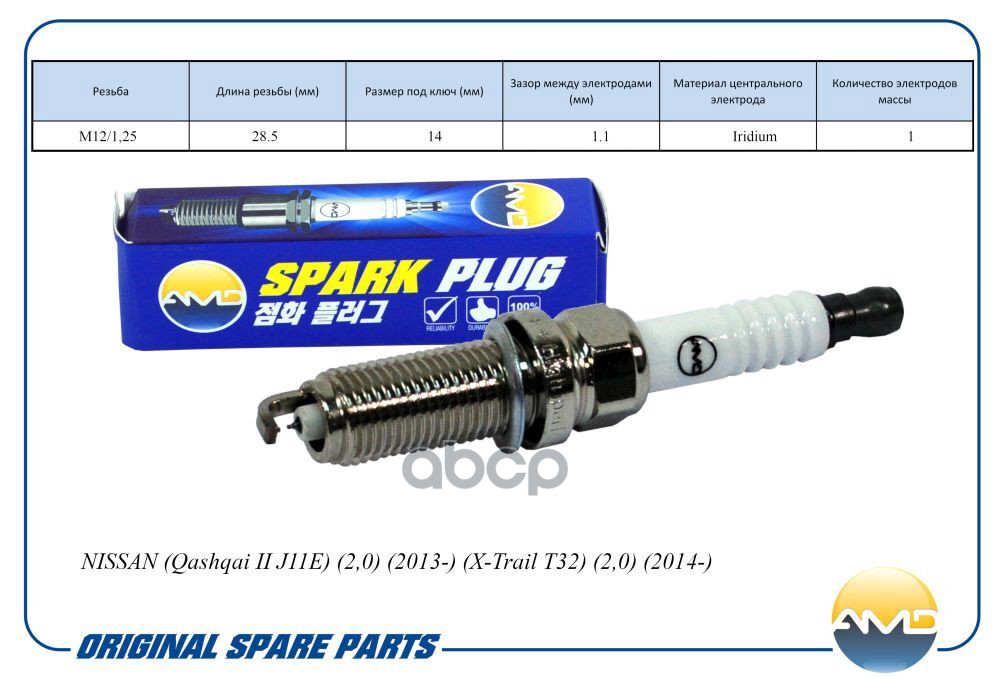 Свеча зажигания 22401-1VA1C/DILKAR7D11H/AMD.PL94 (Iridium) AMD AMD арт. AMDPL94