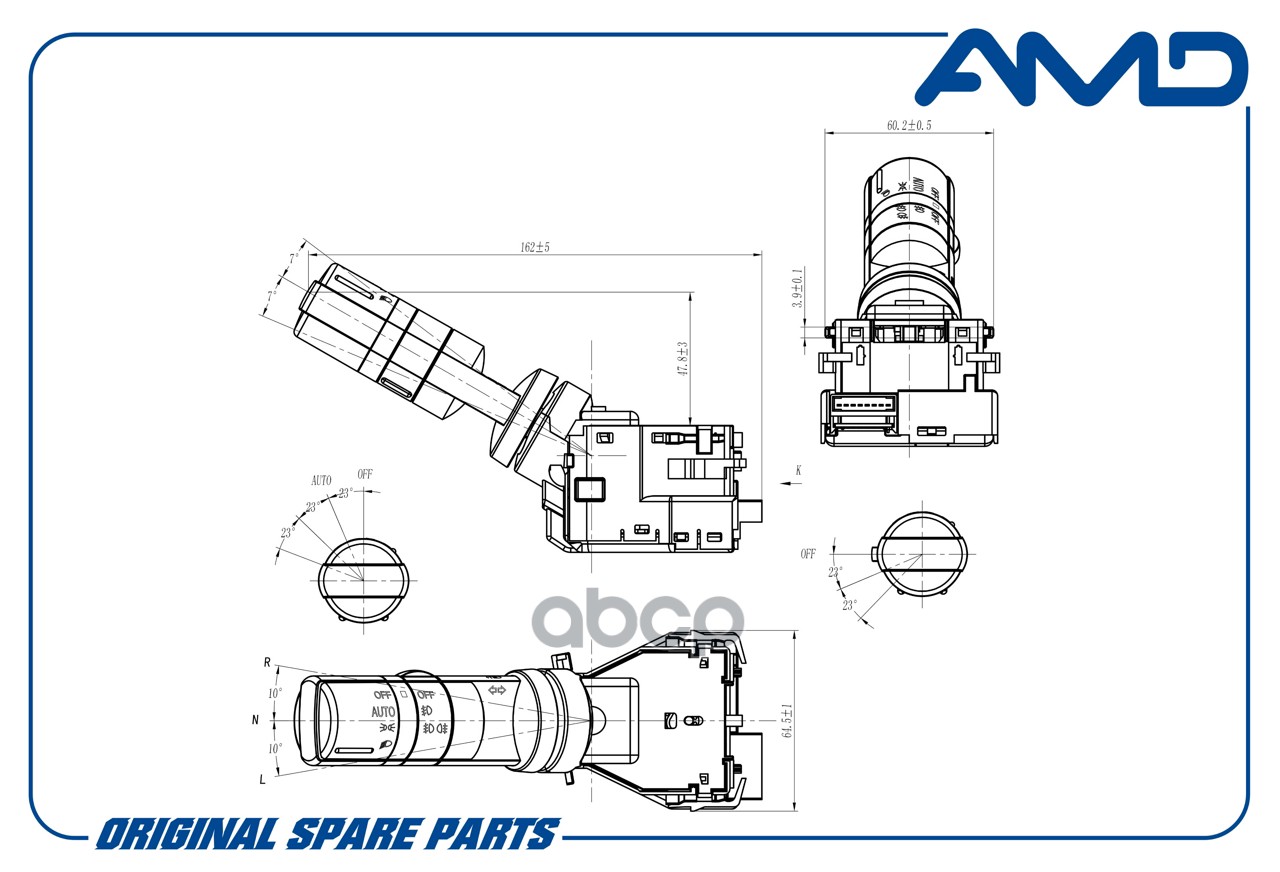 Переключатель подрулевой света фар и поворотников NISSAN Qashqai I J10E, 2007-2013 AMDSBG16 AMD арт. AMDSBG16