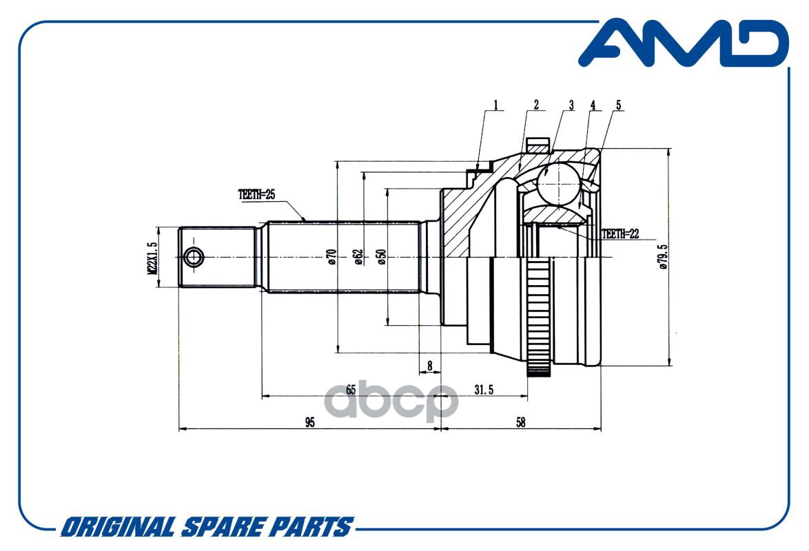 ШРУС наружный с кольцом ABS AMD арт. AMDSH122