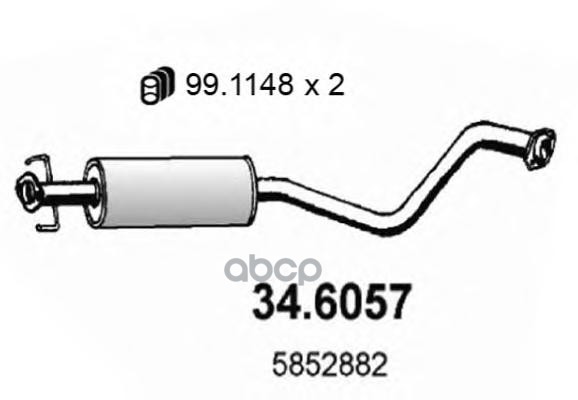 Резонатор Глушит. Opel Vectra 1.6I 16V 9/1995 ASSO арт. 346057