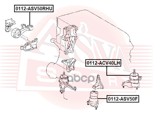 ПОДУШКА ДВИГАТЕЛЯ ПРАВАЯ ASVA арт. 0112ASV50RHU