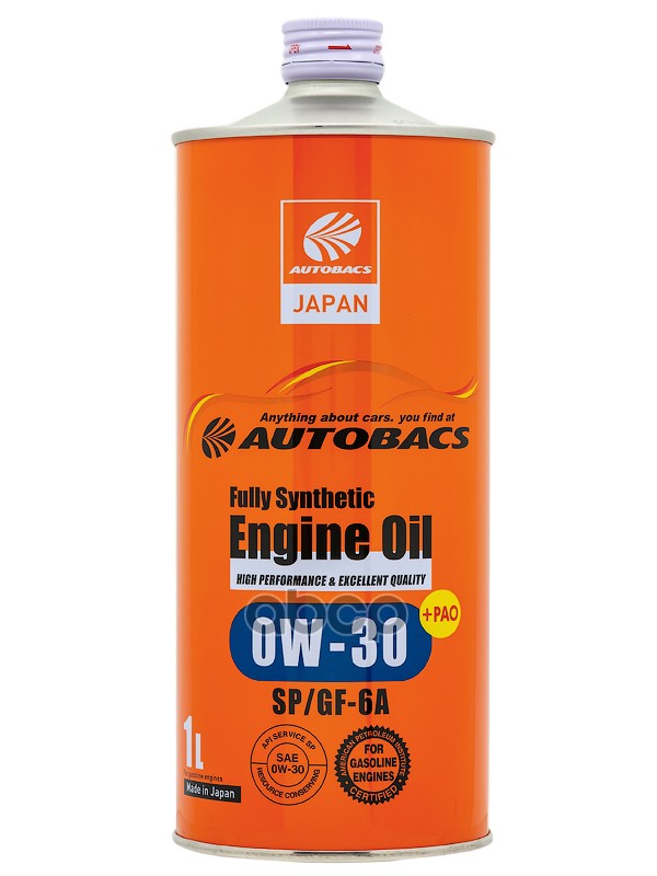 AUTOBACS Масло моторное 0W-30 ENGINE OIL API SP ILSAC GF-6A SYNTHETIC 1л
