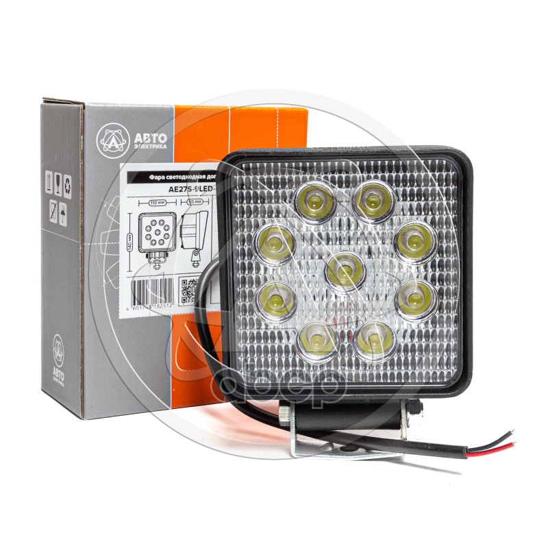 Фара Доп-Ая Квадратная, Рассеивмый Свет, 9 Диодов,27W, (110Х55х140) 12/24V Avtoelectrica Ae27s-9Led-55Pc AVTOELECTRICA арт. A...