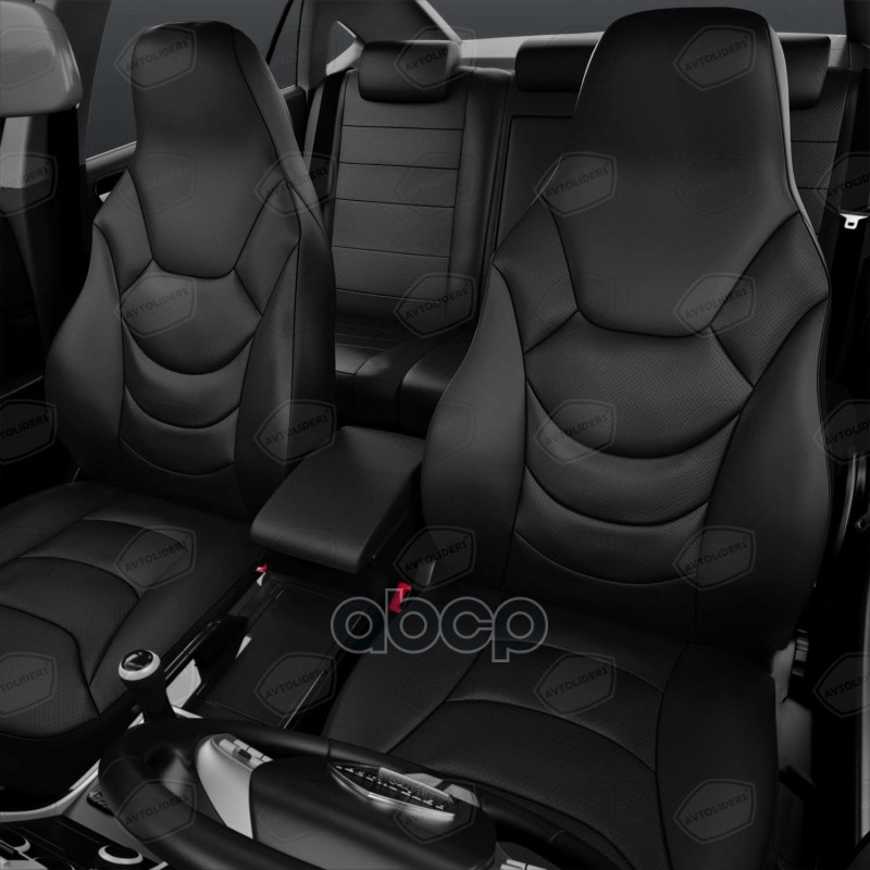 Универсальные Чехлы Рекаро. Середина Чрная Экокожа С Перфорацией, Боковины Чрная Экокожа, Спинка Чрная Экокожа AVTOLIDER1 арт...