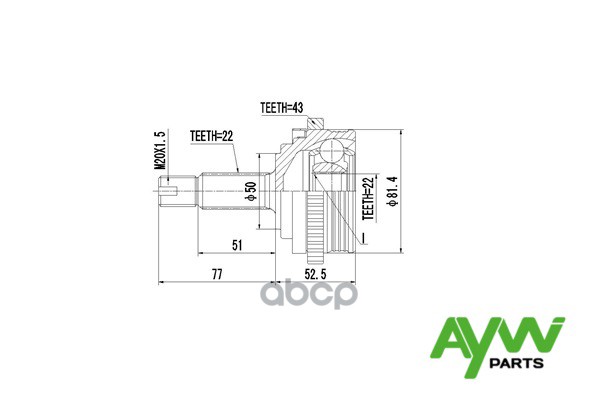 Шрус AYWIparts арт. AW1510003A