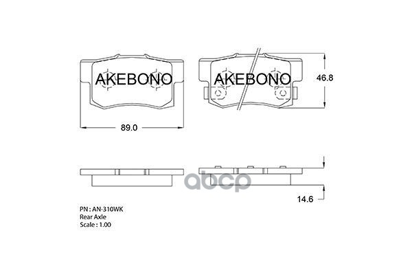 Колодки тормозные дисковые задние ПОДХОДЯТ ДЛЯ HONDA ACCORD V, INSPIRE (-95), PRELUDE (-96) AN-310WK Akebono арт. AN-310WK