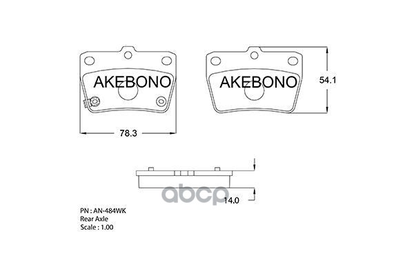 Колодки тормозные (Сзади) Toyota RAV4 (XA10,CA20) 94-05 Akebono арт. AN-484WK