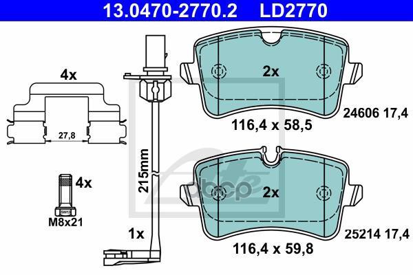 Колодки Тормозные Дисковые Ate Ceramic, Задн, Audi: A6 11-, A7 14- Porsche: Macan 14- Ate арт. 13.0470-2770.2