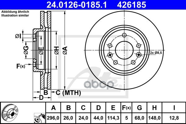 Диск Тормозной Передний Nissan Qashqai J11 2013->/X-Trail T32 2013-> Ate 24.0126-0185.1 Ate арт. 24.0126-0185.1