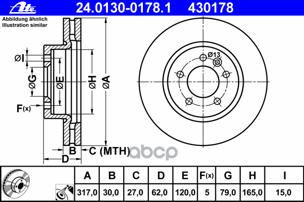 Диск Тормозной Передн, Land Rover: Discovery Iii 2.7 Td 4X4/4.0 4X4/4.0 V6 4X4 04-09, Discovery Iv 2.7 Td 4X4 09-, Range Rove...