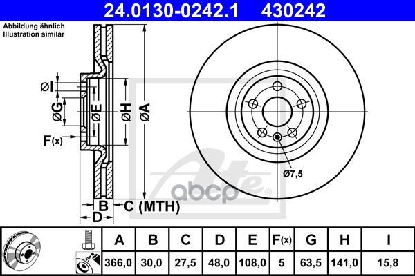 Тормозной Диск  Xc90 Ii 20/20D/20H 0914- 24.0130-0242.1 Ate арт. 24.0130-0242.1