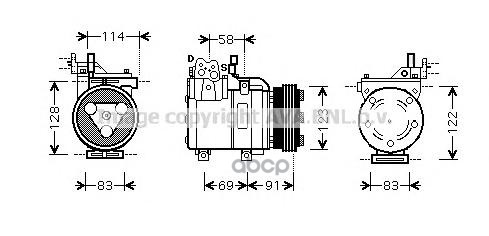 Компрессор Кондиционера Hyundai Accent Ii  Elantra Iii Ava арт. hyak196
