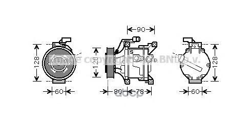 Компрессор Кондиционера Toyota: Corolla (_E12_) 1.4D Mtr. 1Nd-Tv 07/04-02/07 Ava арт. TOAK447