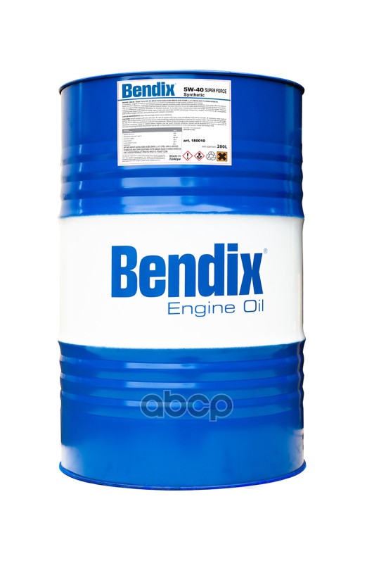 BENDIX Масло Моторное 208Л.  Синтетика Bendix  Super Force Sae 5W-40. Api Sn Sm/Cf Acea A3/B4 Vw 501.01-502
