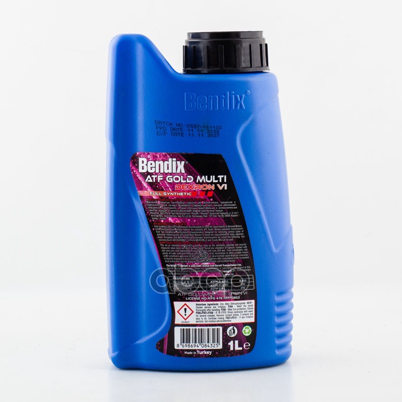 Масло трансмиссионное 1л.  синтетика BENDIX GOLD ATF MULTI DEXRON VI Ford Mercon® LV  General Motors BENDIX арт. 183015b