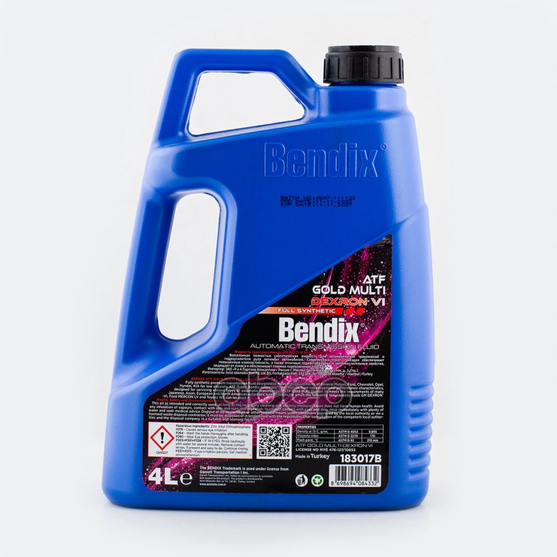 Масло трансмиссионное 4л.  синтетика BENDIX GOLD ATF MULTI DEXRON VI Ford Mercon® LV  General Motors BENDIX арт. 183017b