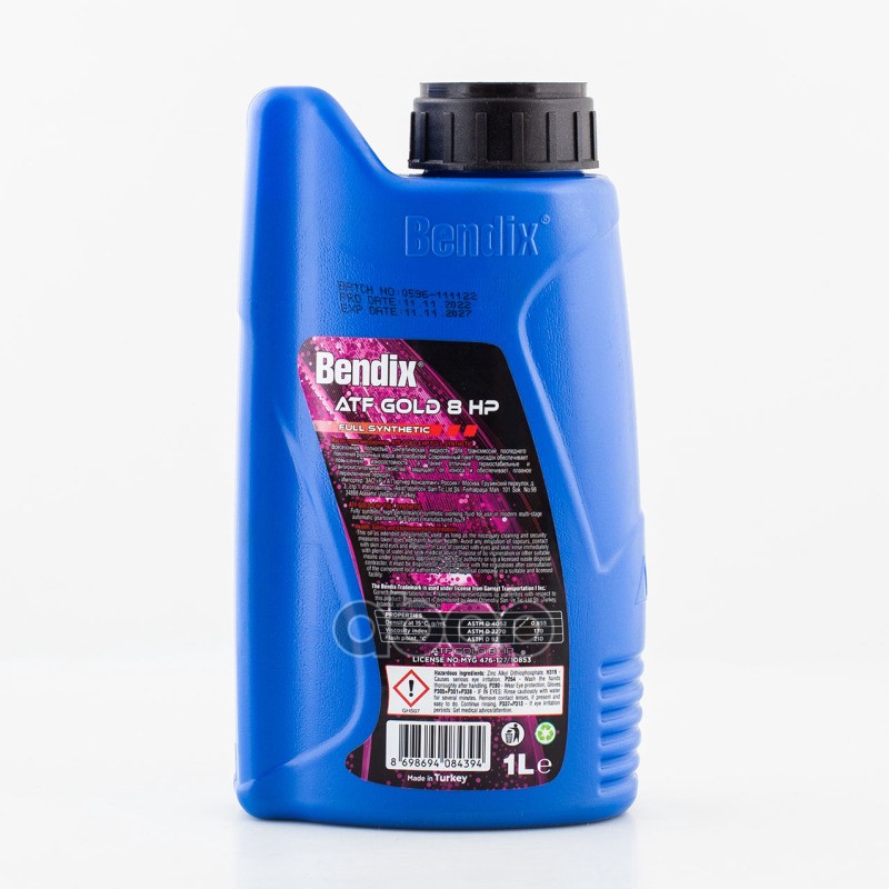 Масло трансмиссионное 1л.  синтетика BENDIX GOLD ATF 8 HP ATF L12 108  ATF M1375.4  ZF LIFEGUARDFLUI BENDIX арт. 183036b