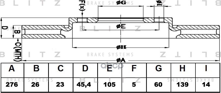 Диск тормозной передний вентилируемый CHEVROLET Aveo/Cruze 09-OPEL Astra J 09- BS0310 Blitz арт. BS0310
