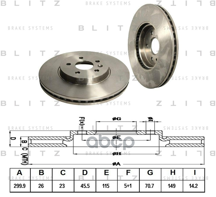 Диск тормозной передний вентилируемый CHEVROLET Cruze/Orlando 09-OPEL Astra/Zafira 09- BS0311 Blitz арт. BS0311