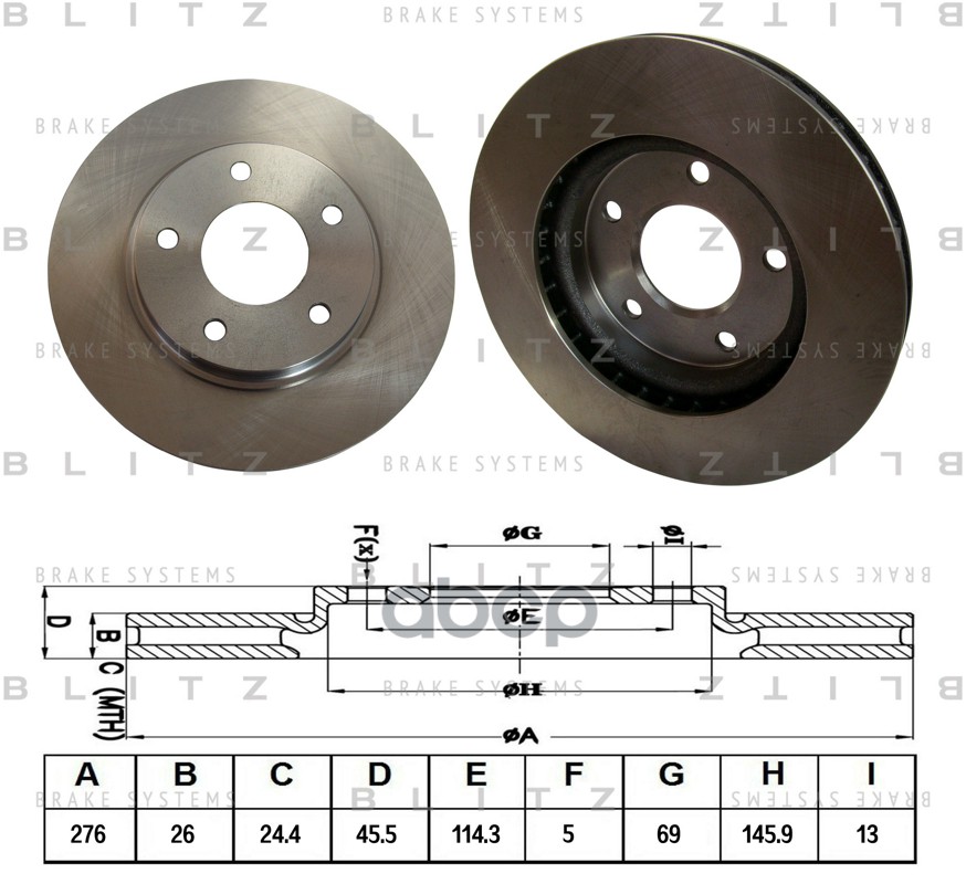 Диск тормозной передний вентилируемый MITSUBISHI Lancer 08-DODGE Caliber 06- BS0334 Blitz арт. BS0334