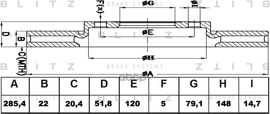 Диск тормозной передний вентилируемый Blitz арт. BS0369