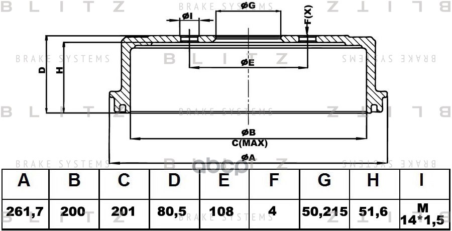 Барабан тормозной Blitz арт. BT0109