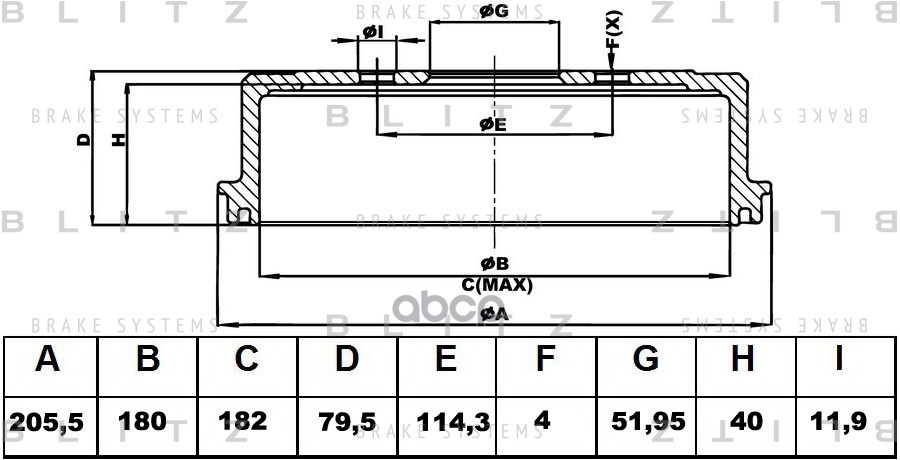 Барабан тормозной DAEWOO Matiz 98-CHEVROLET Spark 98- BT0128 Blitz арт. BT0128