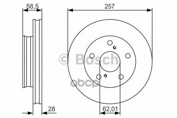 Диск Тормозной Передн Toyota: Hilux Iii Пикап (Tgn1_, Ggn2_, Ggn1_, Kun2_, Kun1_) 2.0/2.5 D 4Wd/2.5 D-4D 05- Bosch арт. 09864...