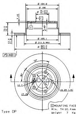 Диск тормозной задний невентилируемый Brembo арт. 08701981