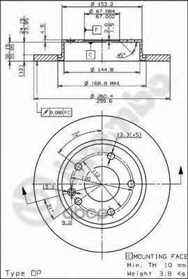 Диск Тормозной Передн Mercedes-Benz A-Class (W168) (07/97-08/04) F Brembo арт. 08.7358.11