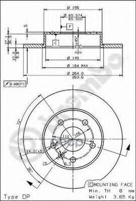 Диск тормозной Brembo Painted Disc 08.7627.11 Brembo арт. 08.7627.11